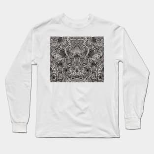 Grayscale Aesthetic Fractal Shapes - Black and White Abstract Artwork Long Sleeve T-Shirt